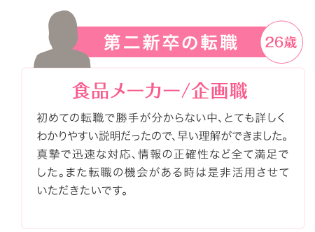 第二新卒の転職 - 26歳 - 食品メーカー/企画職