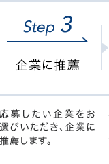 【Step 3・求人情報のご紹介】応募したい企業をお選びいただき、企業に推薦します。